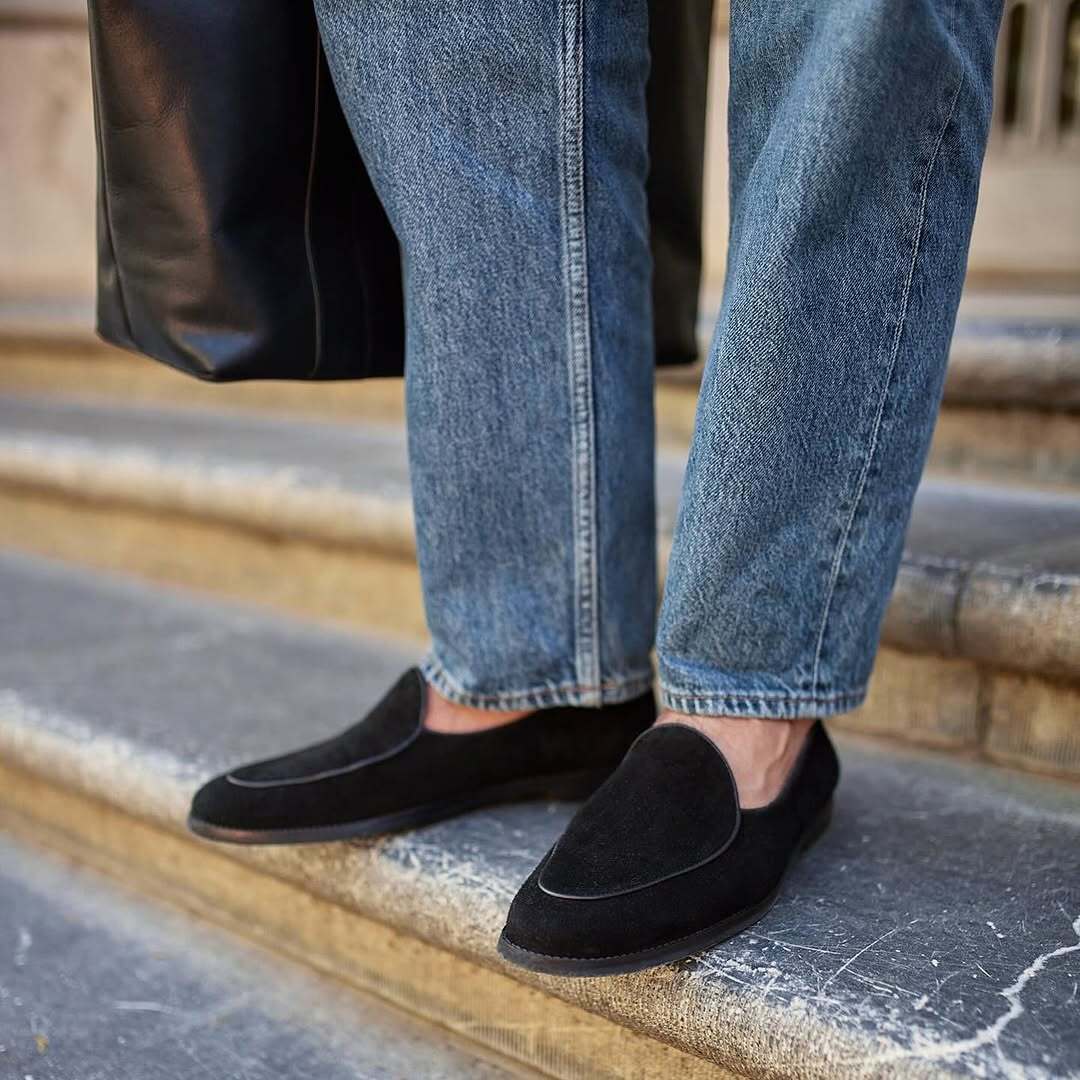 Citrine - Men's Black Kid Suede Loafer