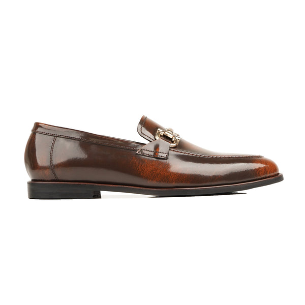 Essen - Men's Burnished Brown Box Leather High Shine Loafer