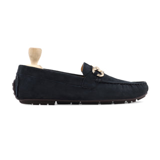 Lynton - Men's Navy Blue Kid Suede Driver Shoe