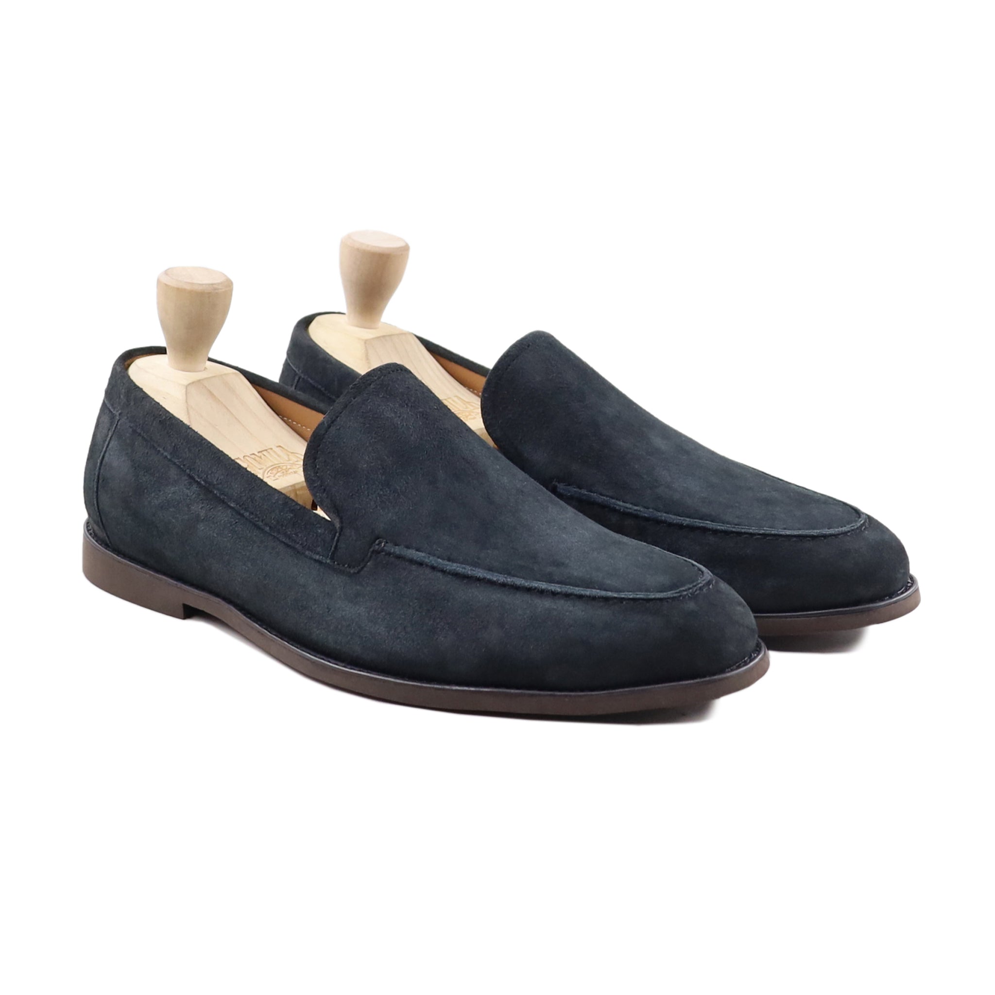 Mather - Men's Navy Blue Kid Suede Loafer