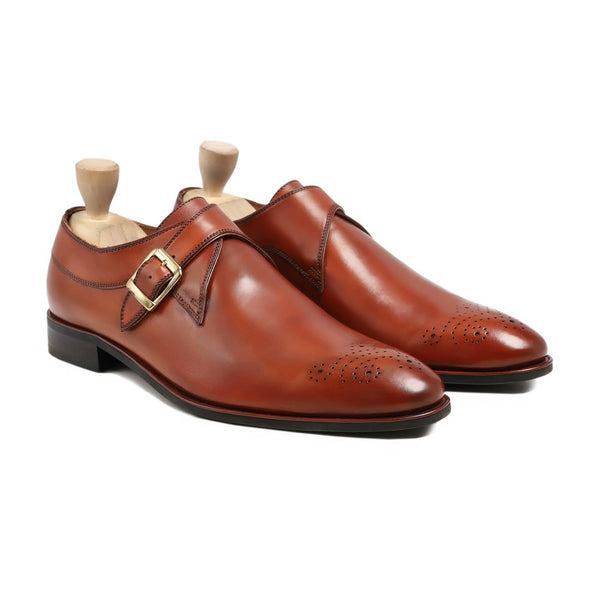 Raley Men's Tan Calf Leather Single Monkstrap