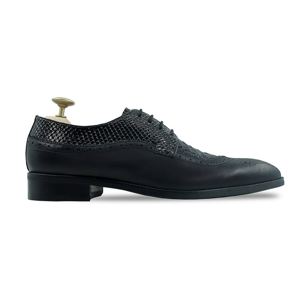 Celena - Men's Black Patent Leather And Calf Leather Derby Shoe