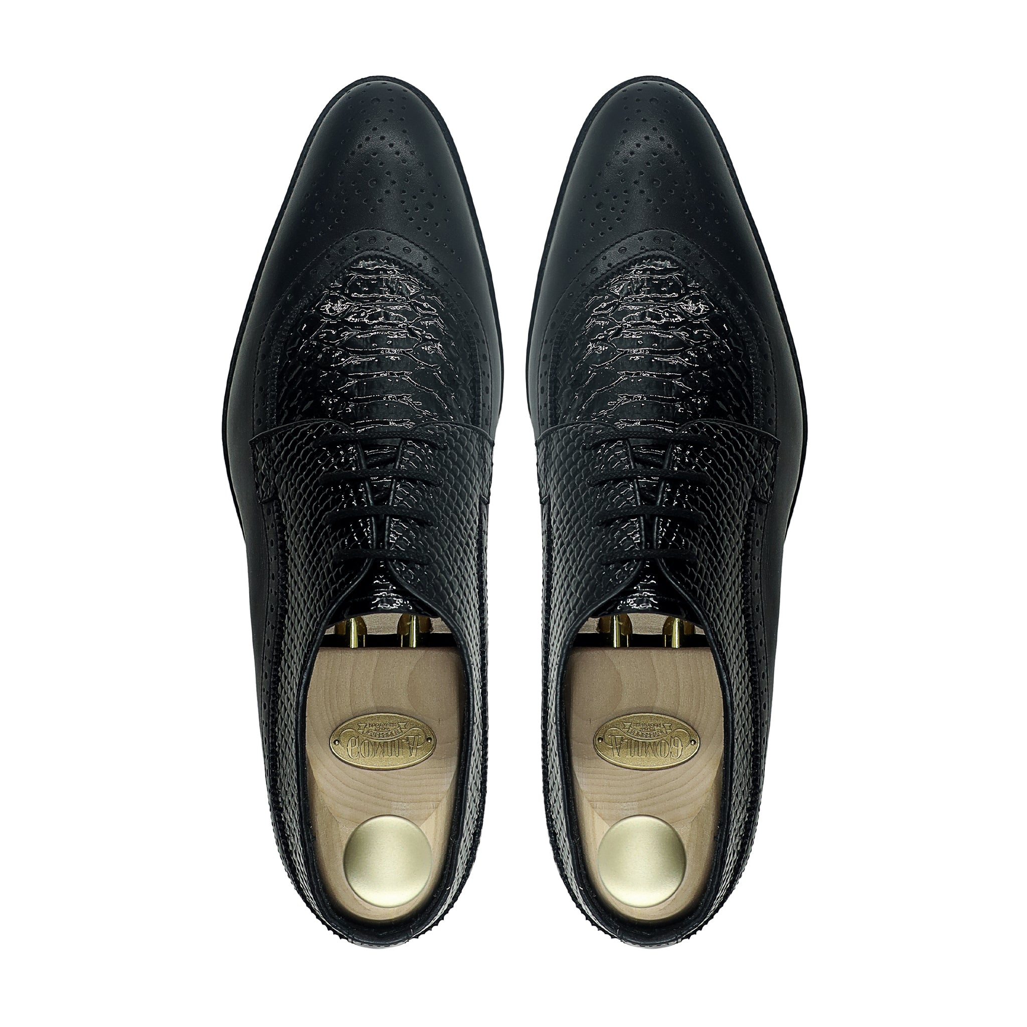 Celena - Men's Black Patent Leather And Calf Leather Derby Shoe