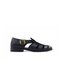 Pedri - Men's Black Calf Leather and Kid Suede Sandal