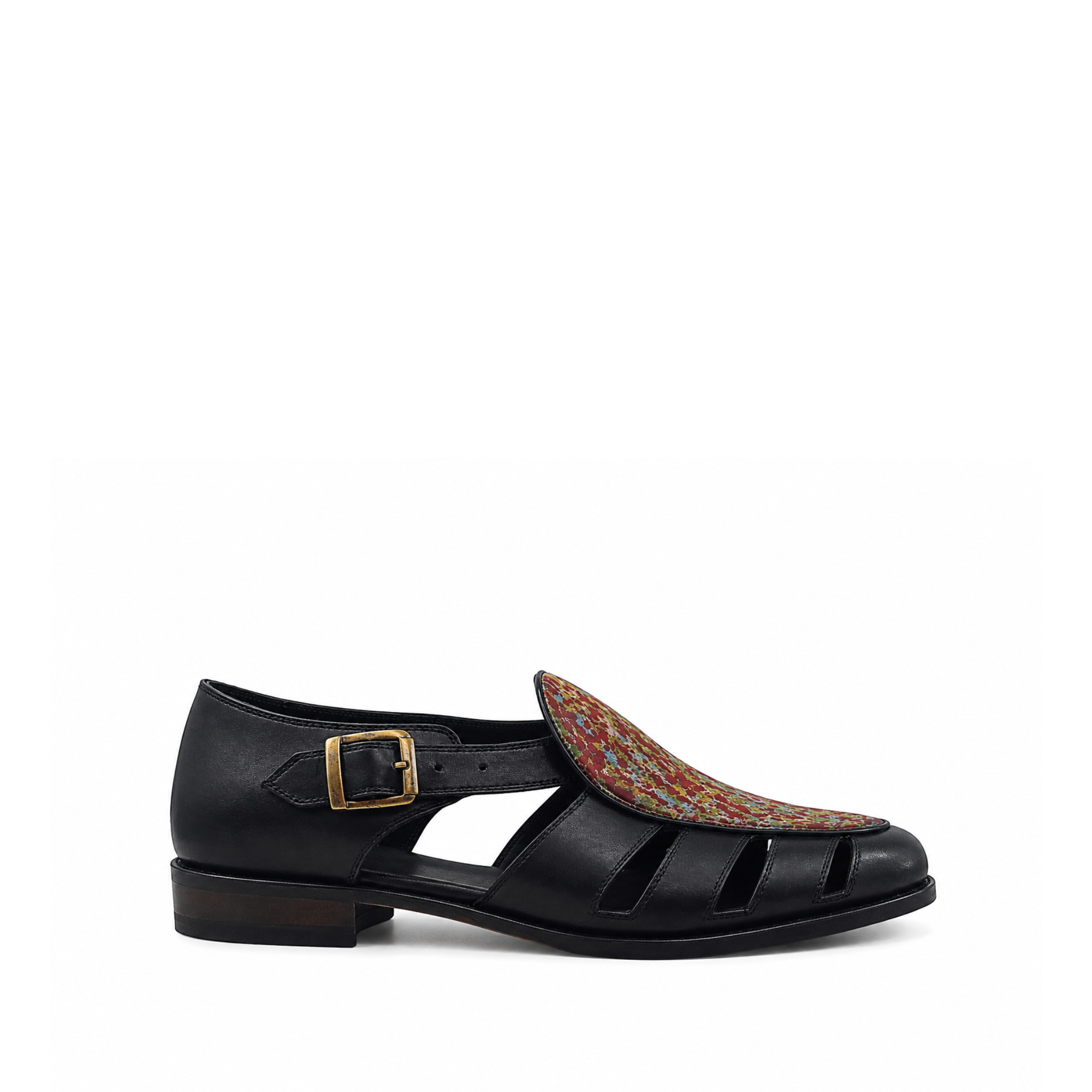 Pedri - Men's Black and Multicolor Calf Leather Sandal