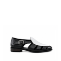Pedri - Men's Black and White Calf Leather Sandal