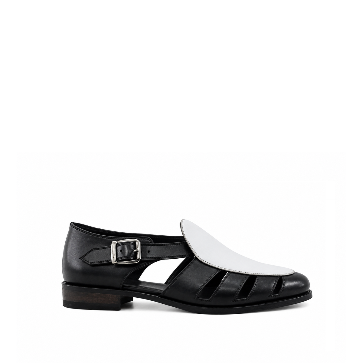 Pedri - Men's Black and White Calf Leather Sandal