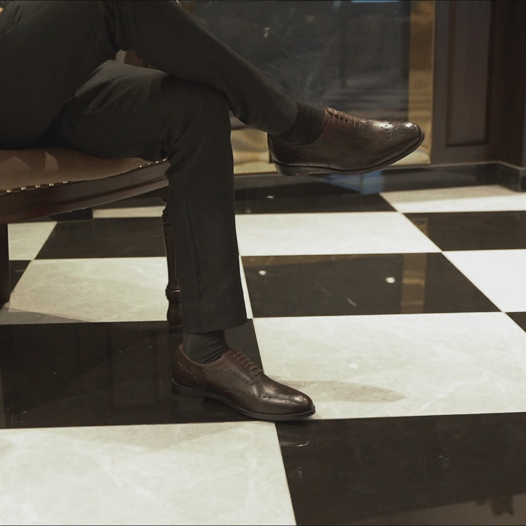 Bristol - Men's Dark Brown Calf Leather Wholecut Shoe video