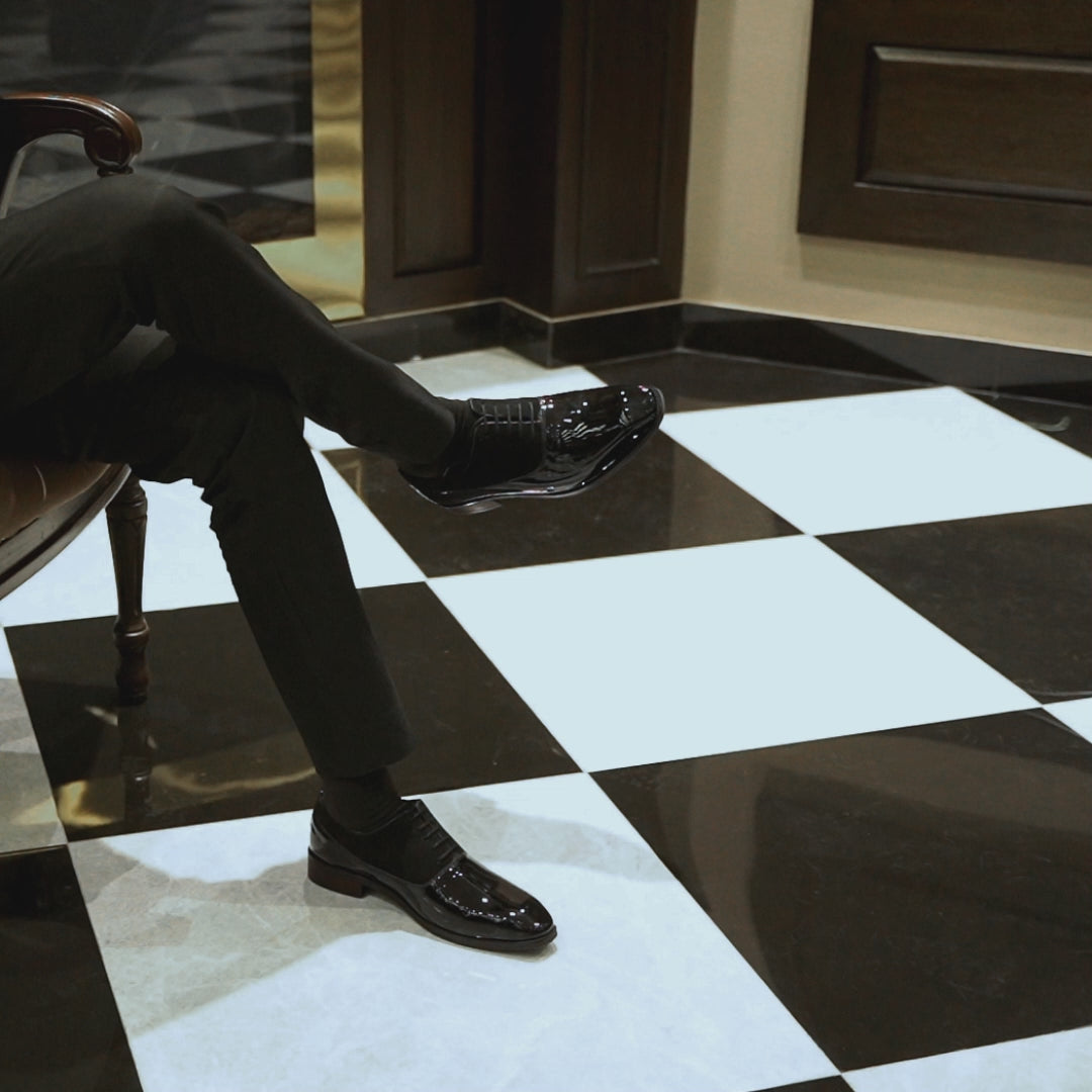 Camenca - Men's Black Patent Leather and Kid Suede Oxford Shoe video