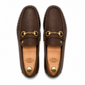 Luciano - Men's Brown Pebble Grain Leather Driver Shoe