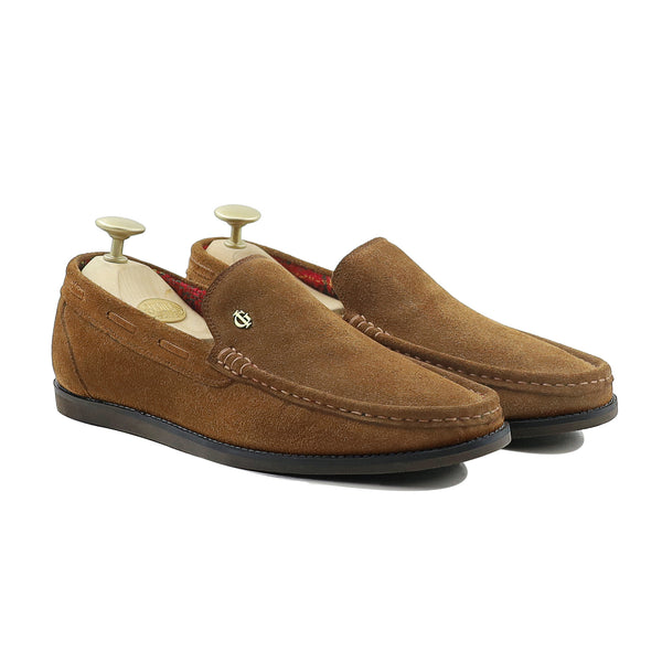 Toren - Men's Cognac Suede loafer