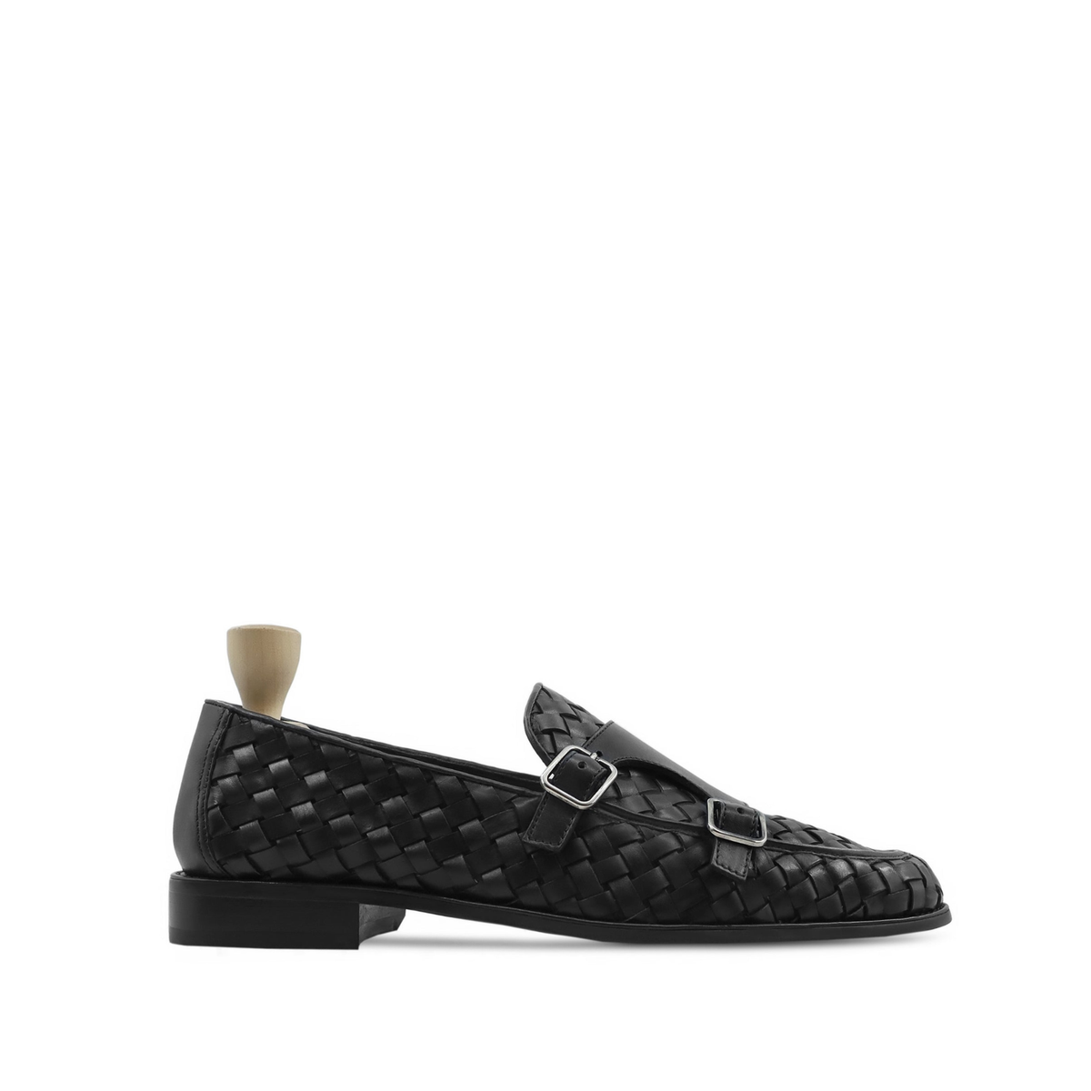 Malachite - Men's Black Calf Leather Double Monkstrap
