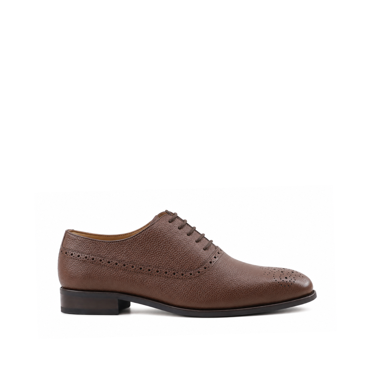 Monte - Men's Brown Pebble Grain Leather Oxford Shoe