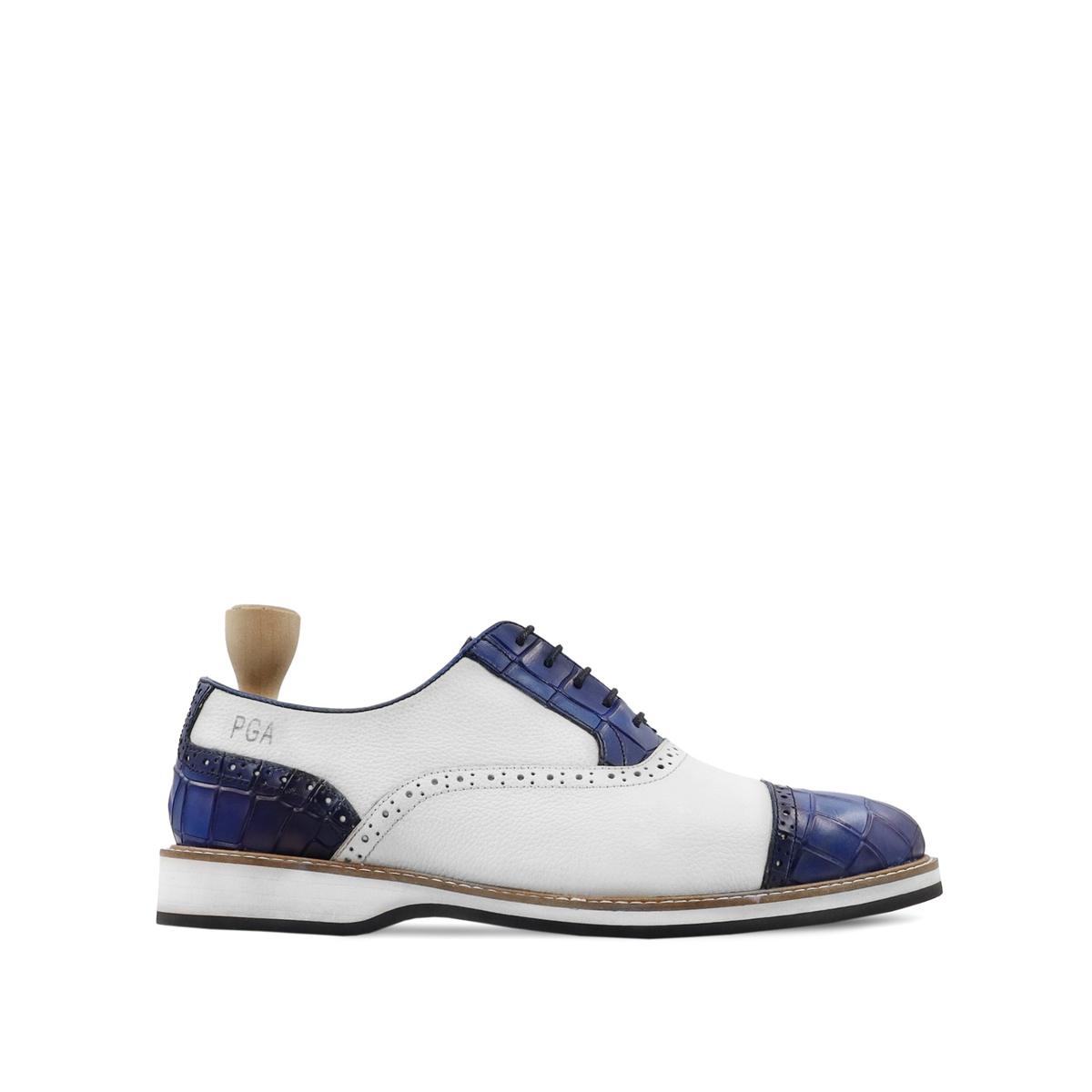 Trosa - Men's White and Blue Calf Leather Oxford Shoe