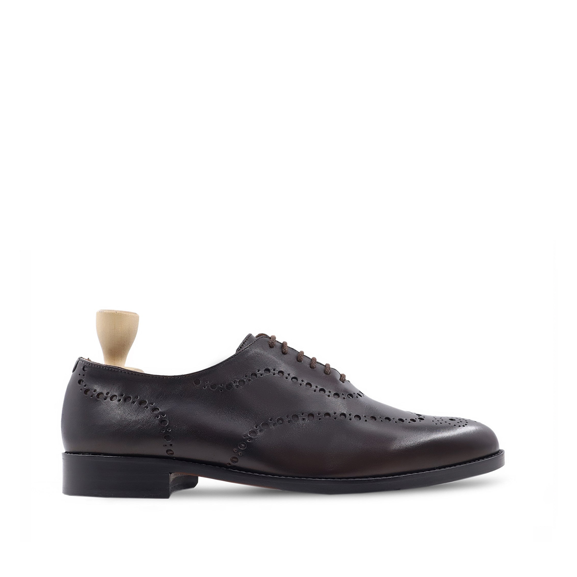 Bristol - Men's Dark Brown Calf Leather Wholecut Shoe