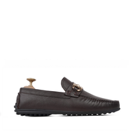 Tex - Men's Dark Brown Pebble Grain Leather Driver Shoe