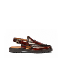Brooklyn - Men's Oxblood Box Leather High Shine Sandal