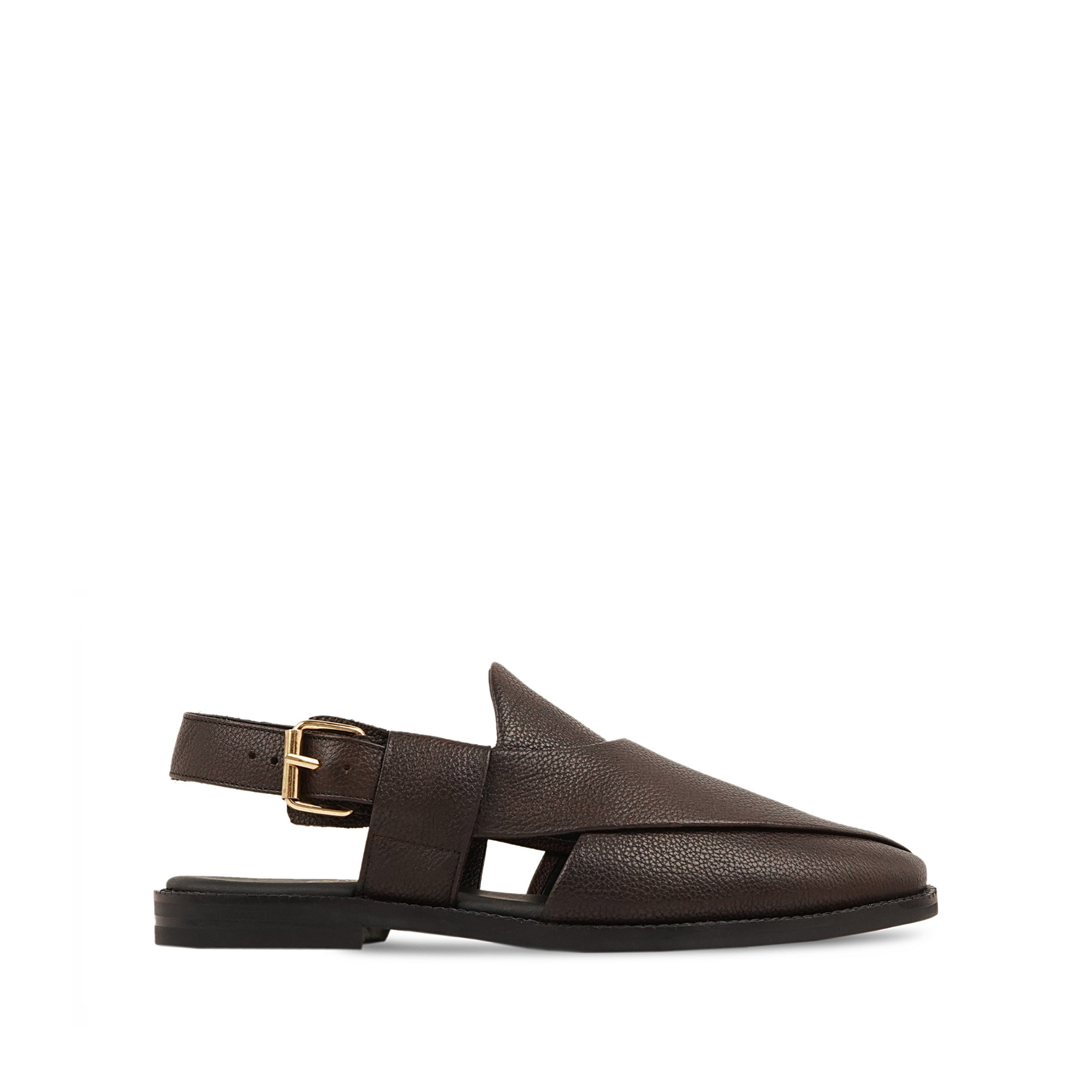 Lahti - Men's Dark Brown Pebble Grain Leather Sandal