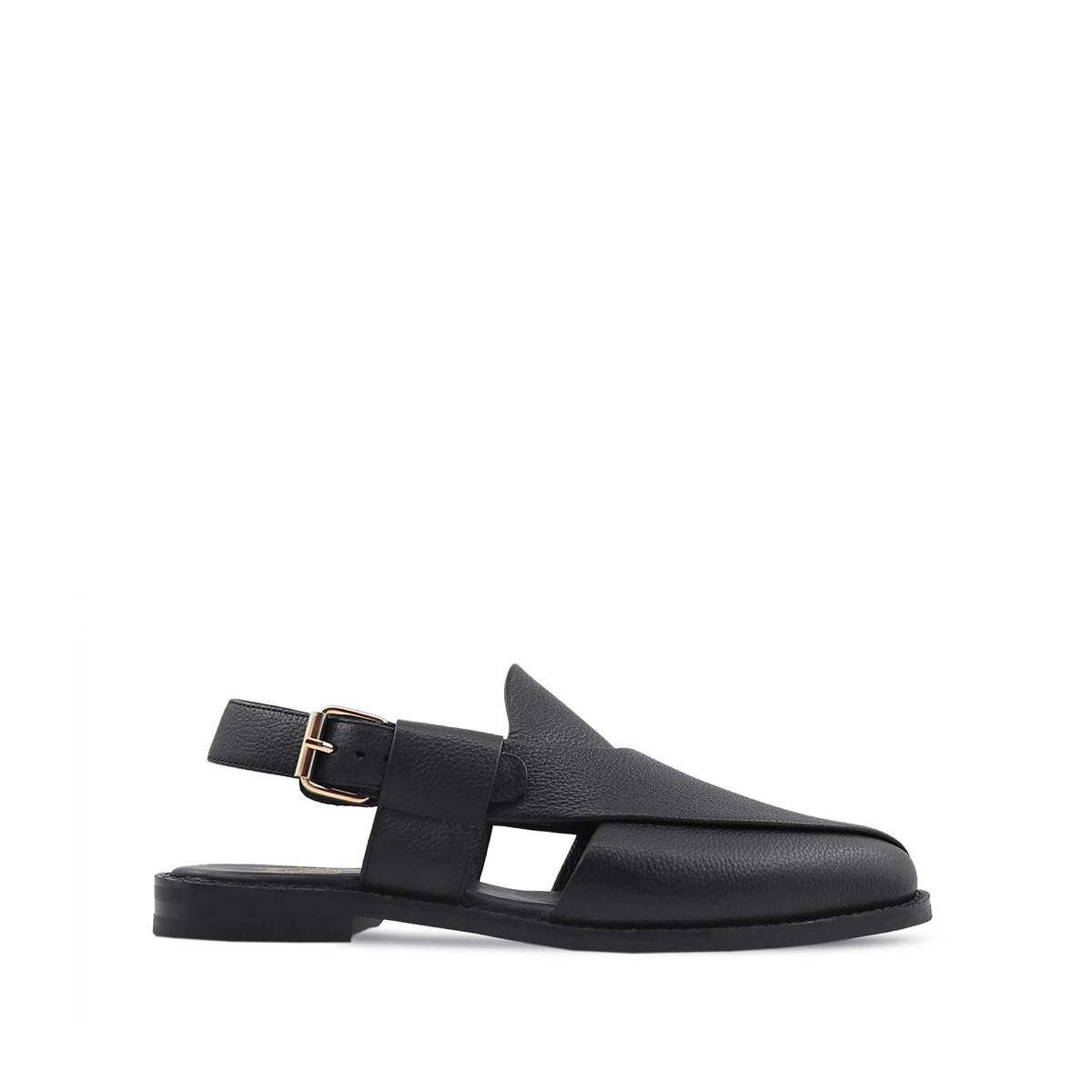Lahti - Men's Black Pebble Grain Leather Sandal