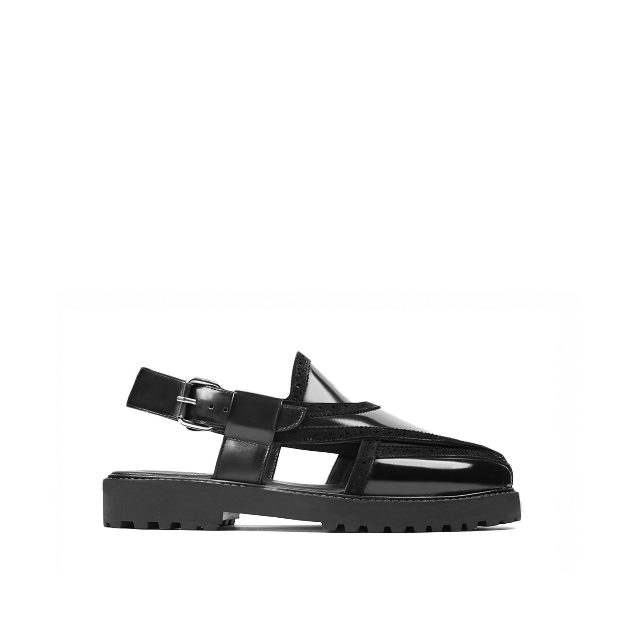 Masumi - Men's Black Box Leather High Shine Sandal