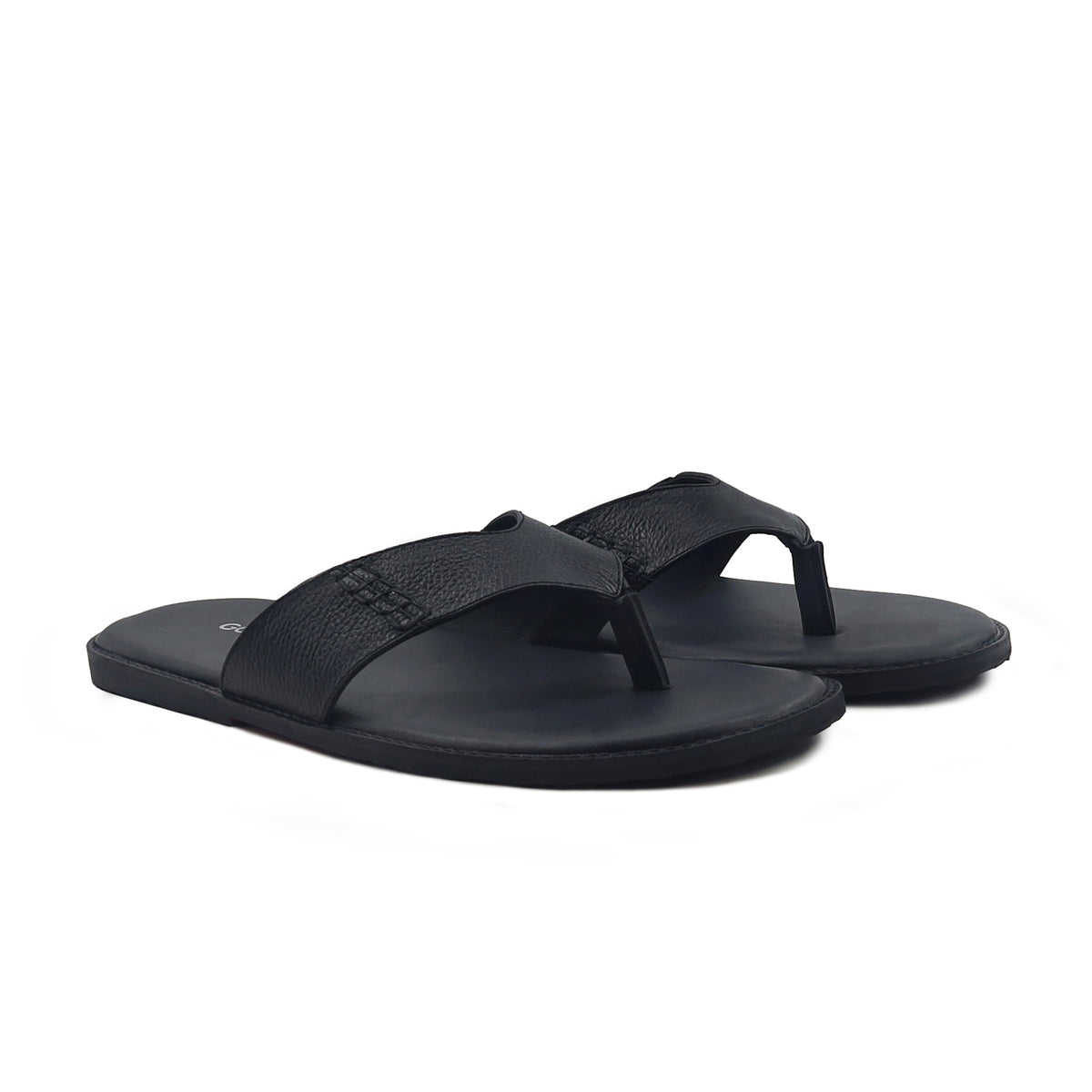 Caelan - Men's Black Pebble Grain Leather Slipper
