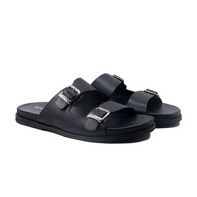 Trams - Men's Black Calf Leather Slipper