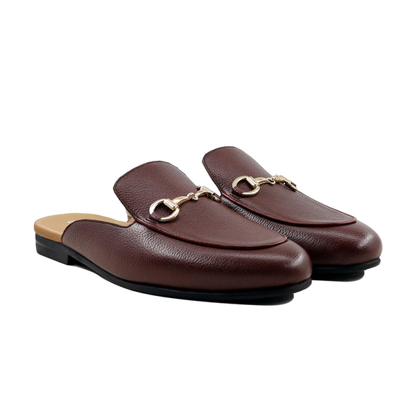 Genesis - Ladies Oxblood Pebble Grain Leather Slipper