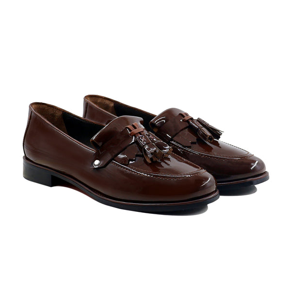 Morgan - Ladies Dark Brown Patent Leather Loafer