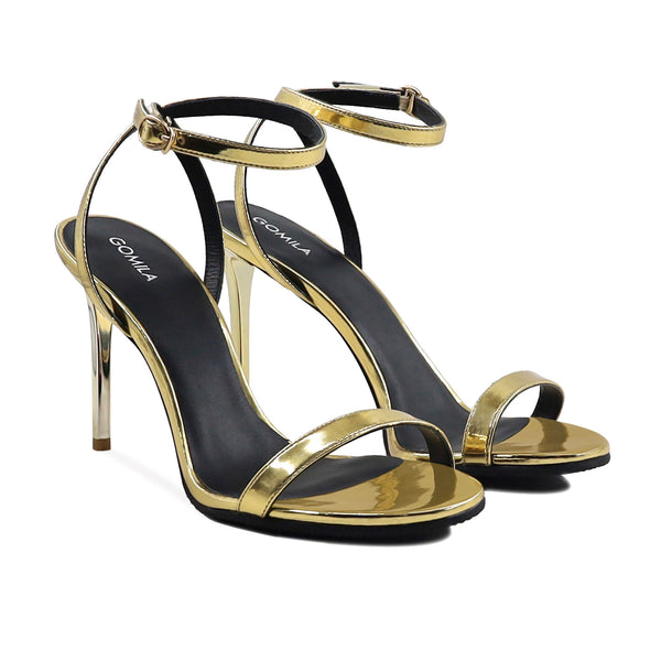 Emilia - Women's Golden High Shine Strapped Heels