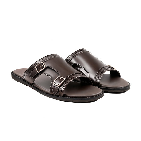 Ozzy - Dark Brown Calf Leather Slipper