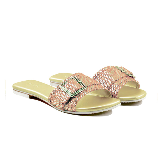 Gabriella - Women's Baby Pink and Golden Slipper