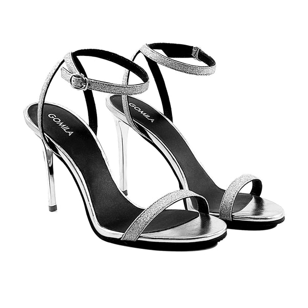 Emilia - Women's Silver Strapped Heels