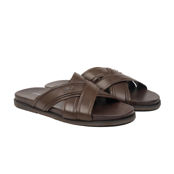 Sabbia - Men's Dark Brown Calf Leather Slipper