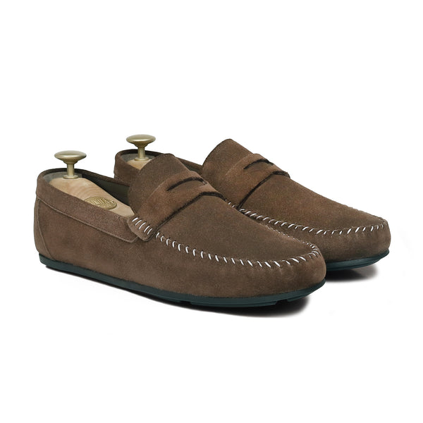 Tivona - Men's Dark Brown Suede Driver Shoe