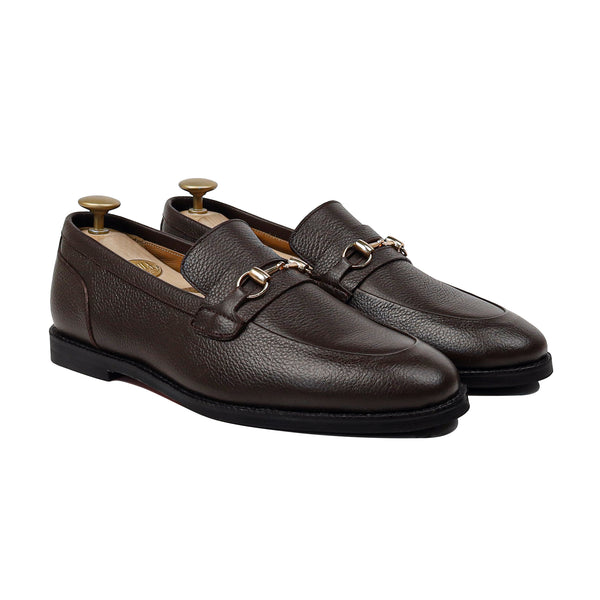 Leory - Men's Dark Brown Pebble Grain Leather Loafer