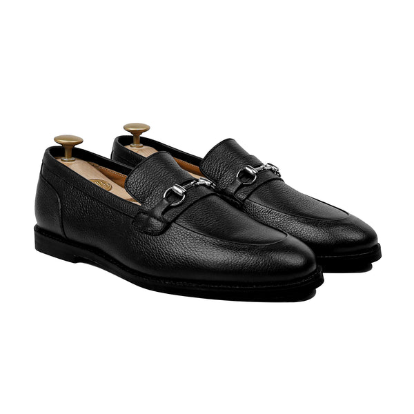 Leory - Men's Black Pebble Grain Leather Loafer