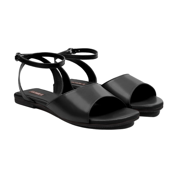 Euna - Women's Black Strapped Sandal