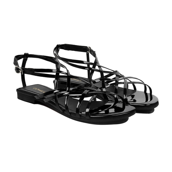 Nyla - Women's Black Strapped Sandal