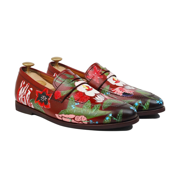 Botanica - Men's Oxblood Hand Painted Loafer