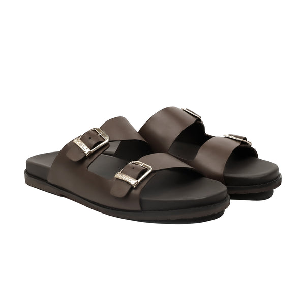 Trams - Men's Dark Brown Calf Leather Slipper