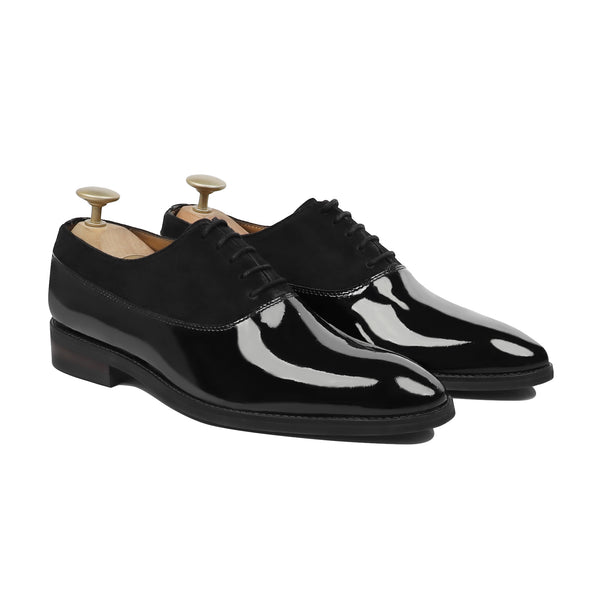 Aristo - Men's Black Patent Leather and Kid Suede Oxford Shoe
