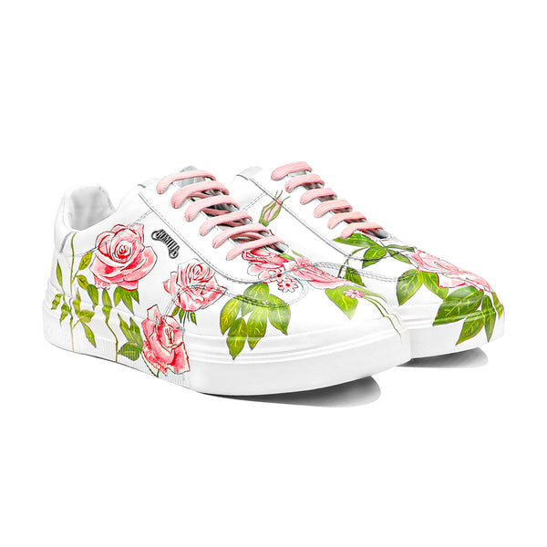 Blaze Lily - Men's White Hand Painted Sneaker