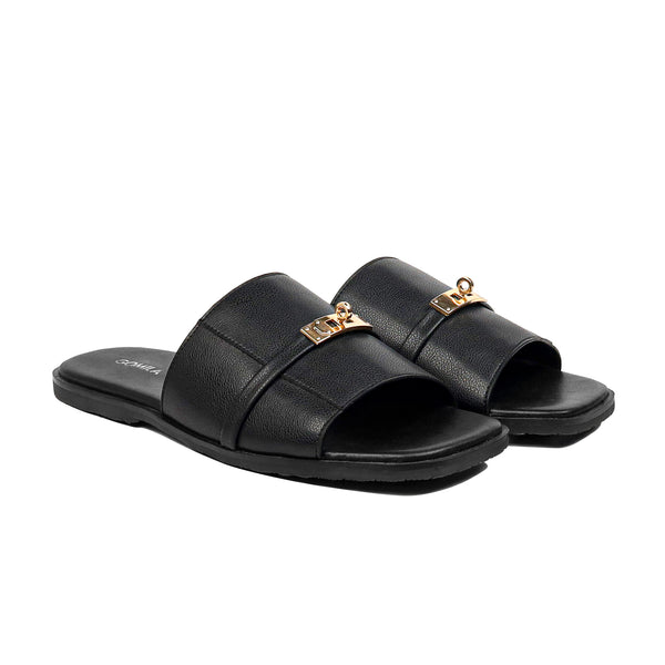 Slenza - Men's Black Calf Leather Slipper