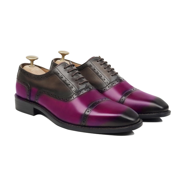 Weltorio - Men's Fuchsia and Peruvian Brown Calf Leather Oxford Shoe - Goodyear Welted