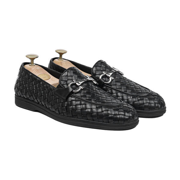 Braid - Men's Black Hand Woven Calf Leather Loafer