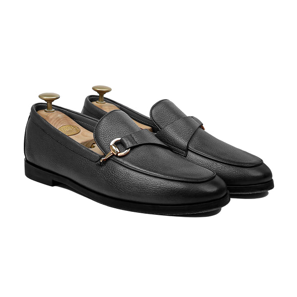 Belmont - Men's Black Pebble Grain  Leather Loafer