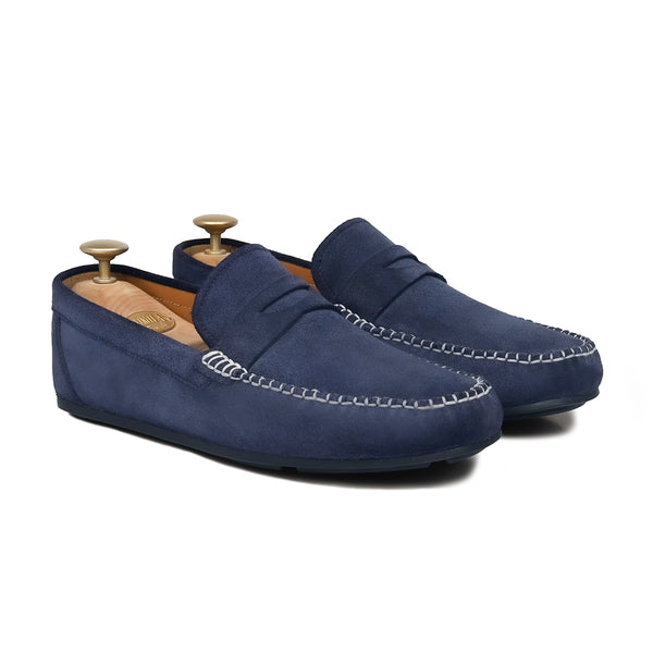 Brinya - Men's Blue Suede Driver Shoe
