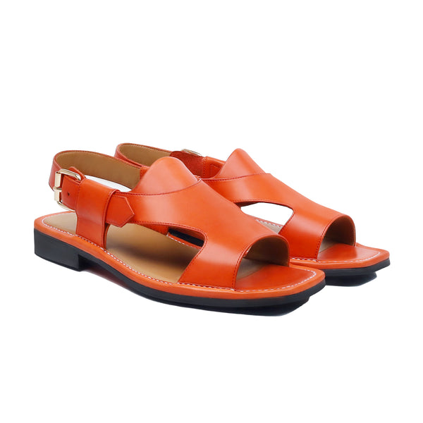 Zyra - Men's Orange Calf Leather Sandal
