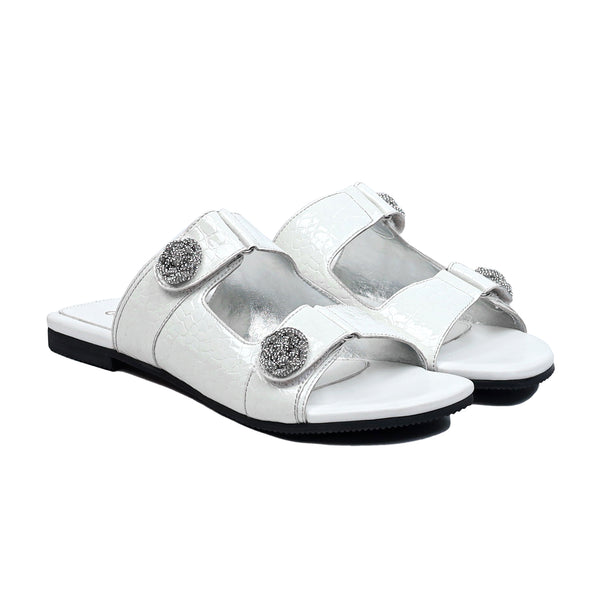 Melora - Women's White and Silver Slipper