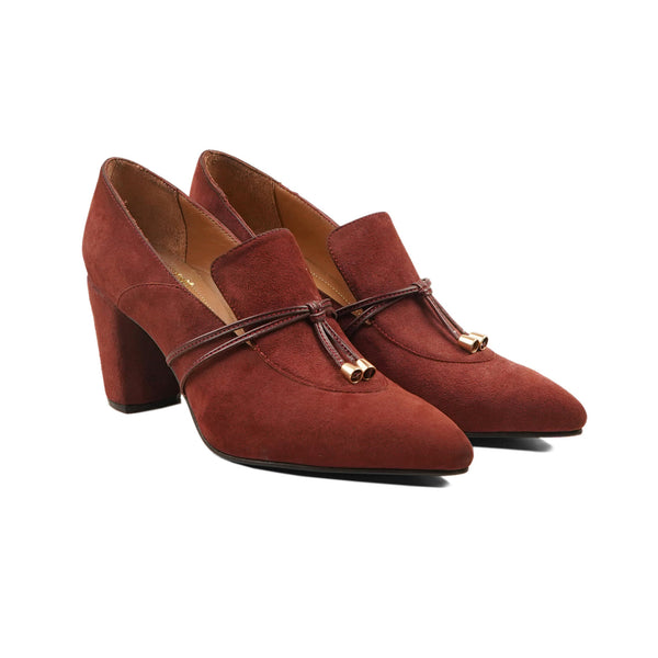 Burbank - Ladies Oxblood Kid Suede Heels